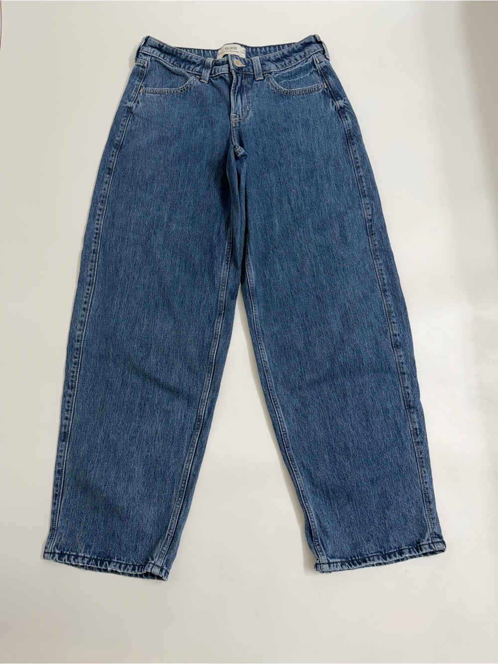 Hollister Low Rise Taper Baggy Jeans Women’s W28 Medium Wash 100% Cotton